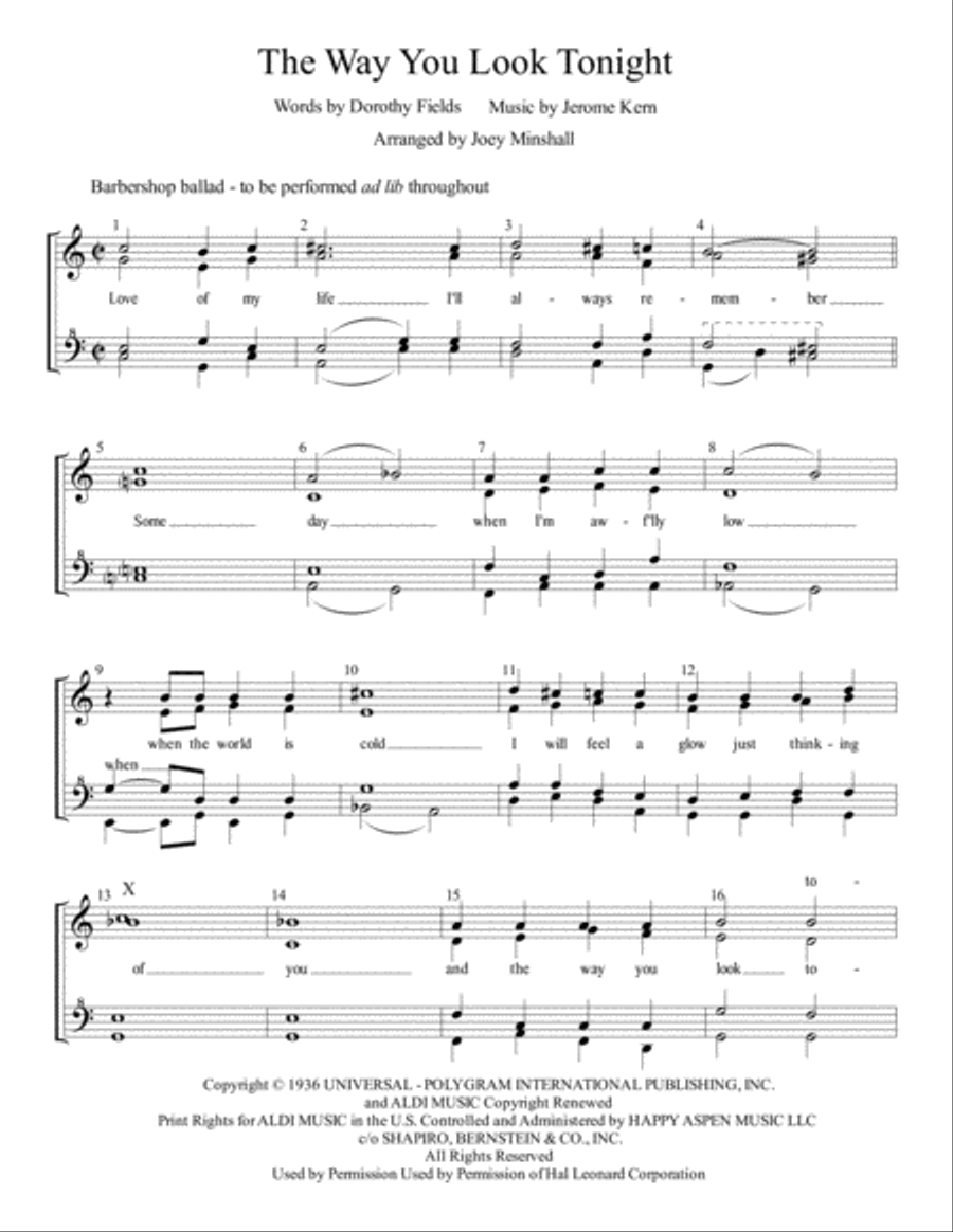 The Way You Look Tonight The Way You Look Tonight SSAA scores gallery preview page 1