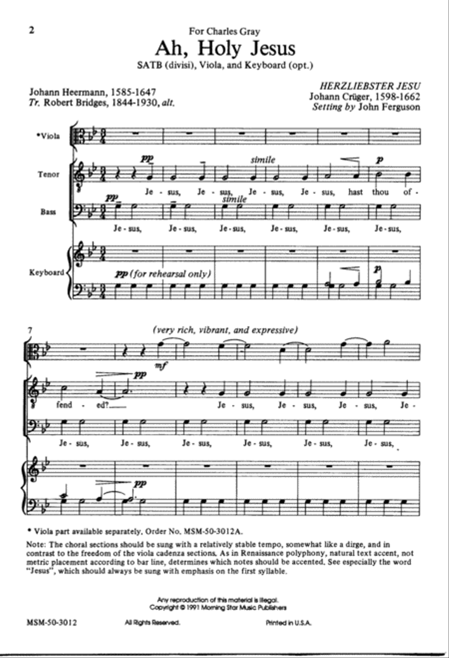 Ah, Holy Jesus 4-Part scores gallery preview page 2