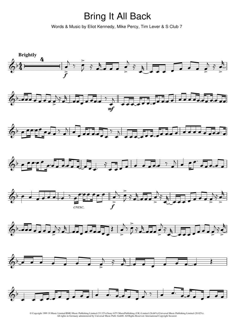 Bring It All Back Bring It All Back Clarinet Solo scores gallery preview page 1