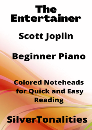 Book cover for The Entertainer Beginner Piano Sheet Music with Colored Notation