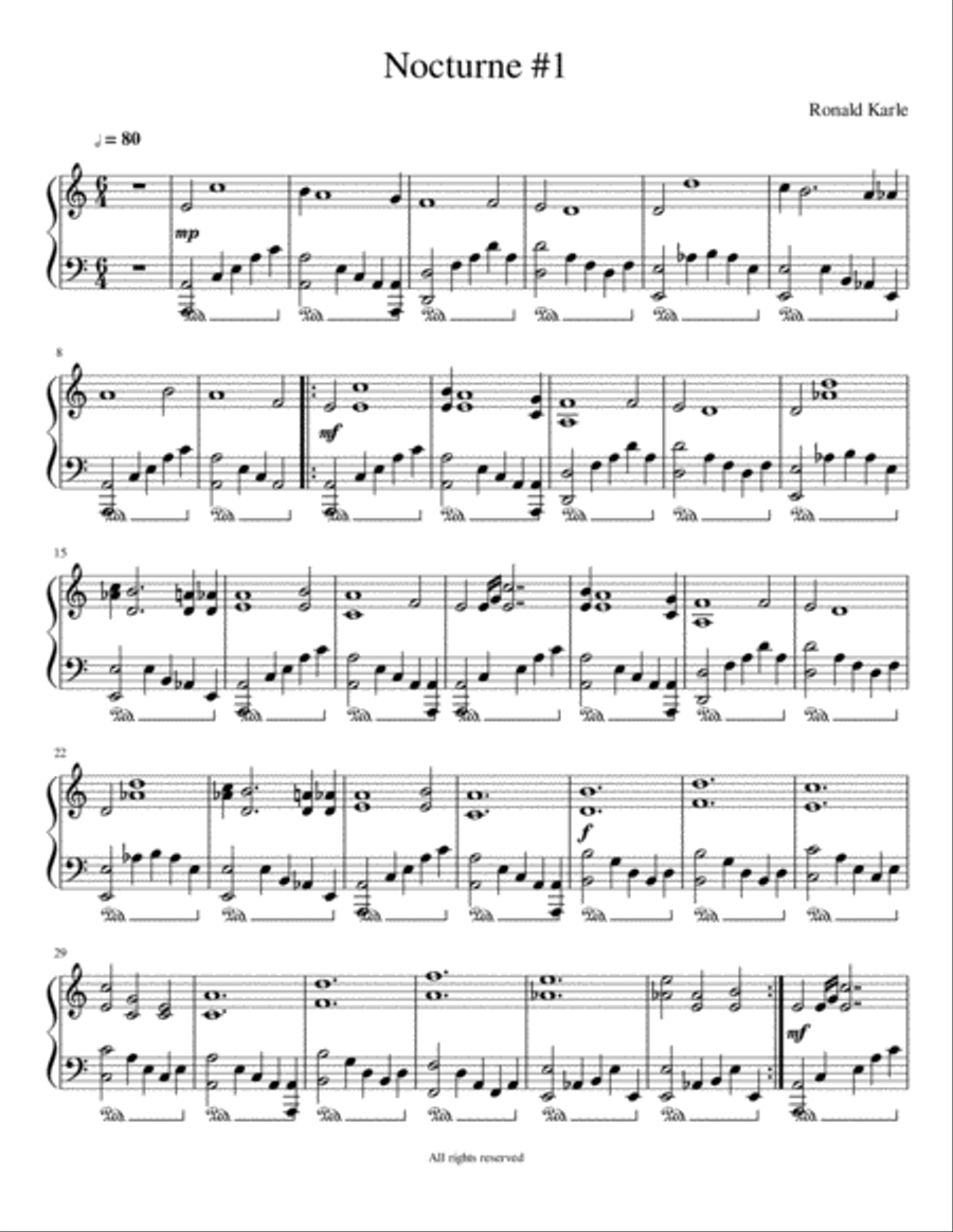 The First 100 Nocturne's of Ronald J. Karle Piano Method scores gallery preview page 2