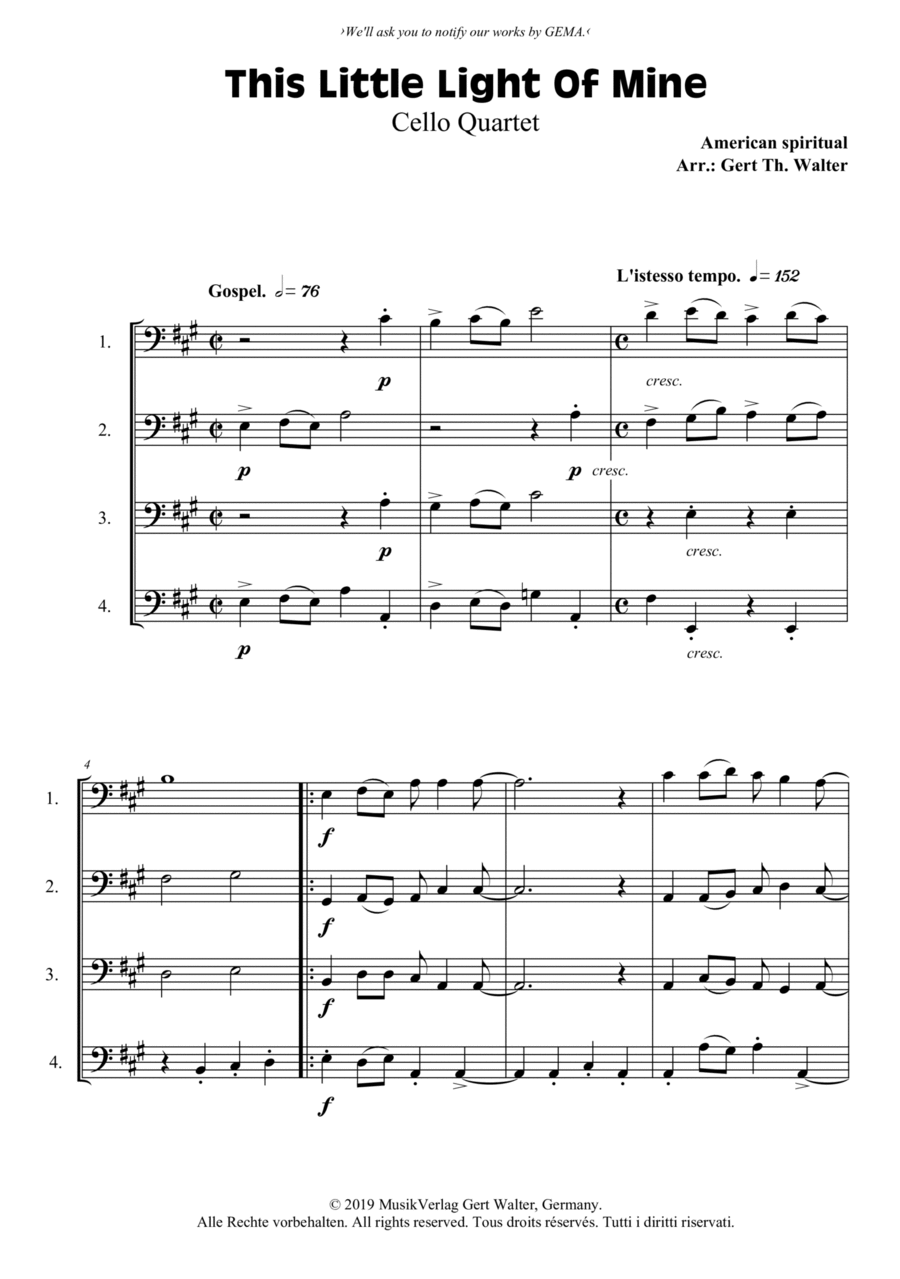 This Little Light Of Mine String Quartet scores gallery preview page 1