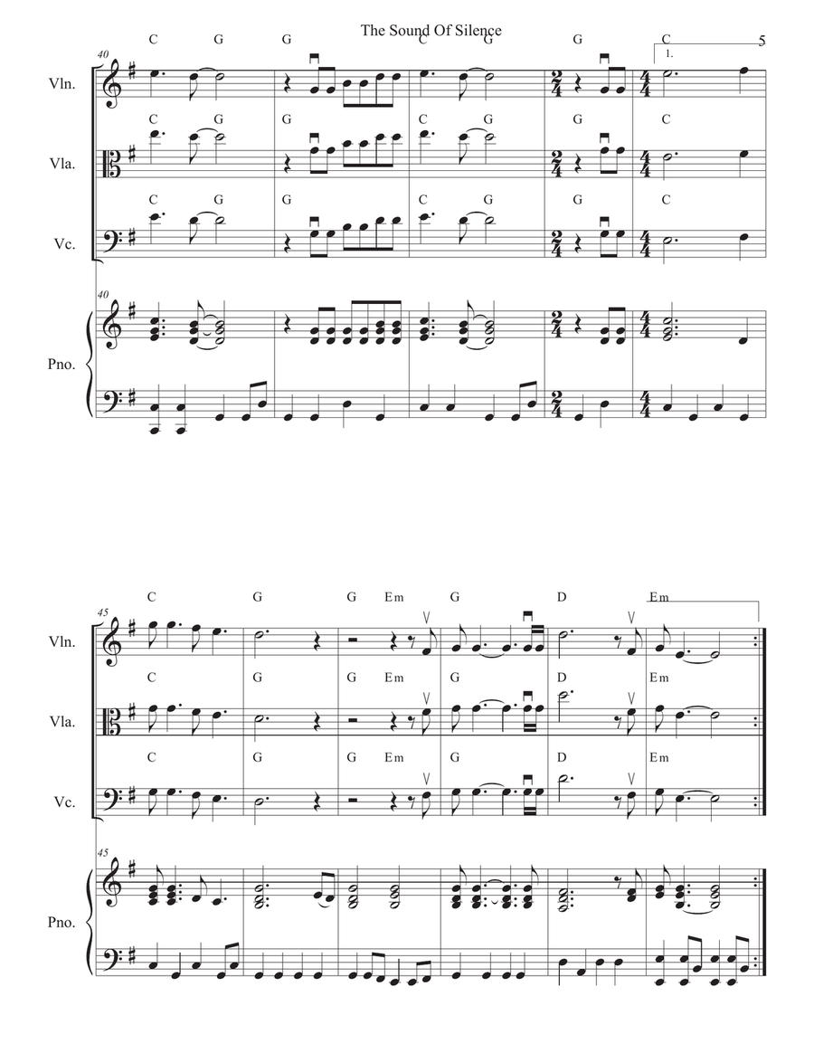 The Sound Of Silence The Sound Of Silence String Quartet scores gallery preview page 5