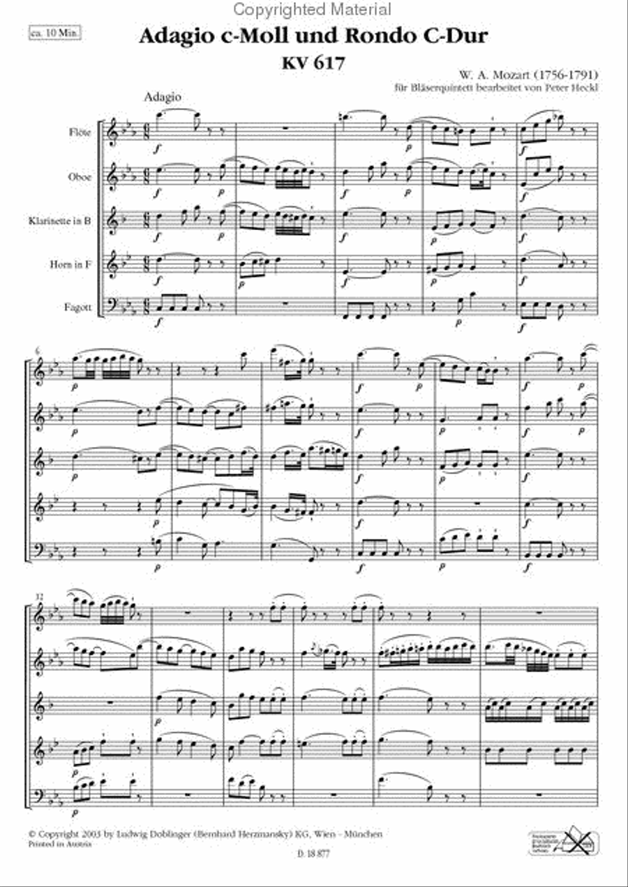 Adagio c-moll und Rondo C-Dur Woodwind Quintet scores gallery preview page 2
