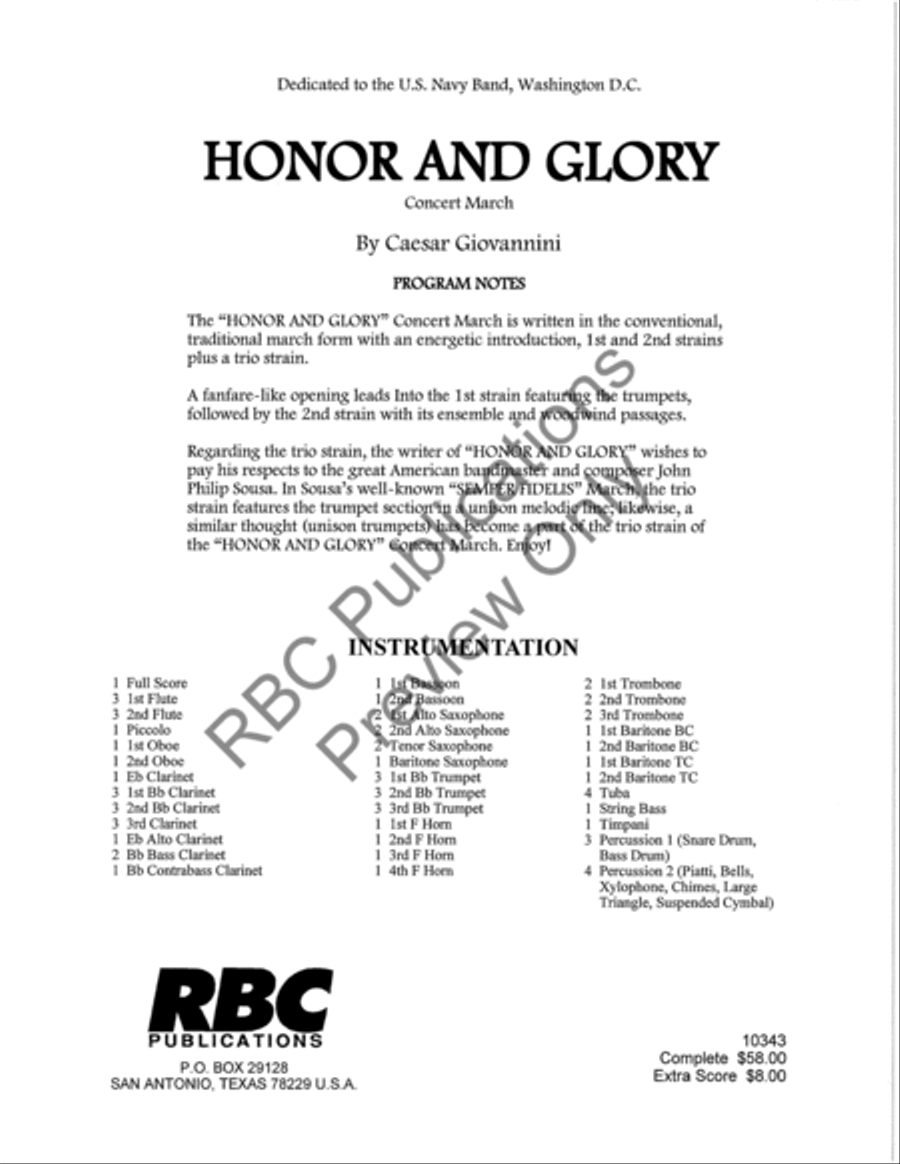 Honor And Glory Honor And Glory Concert Band scores gallery preview page 2