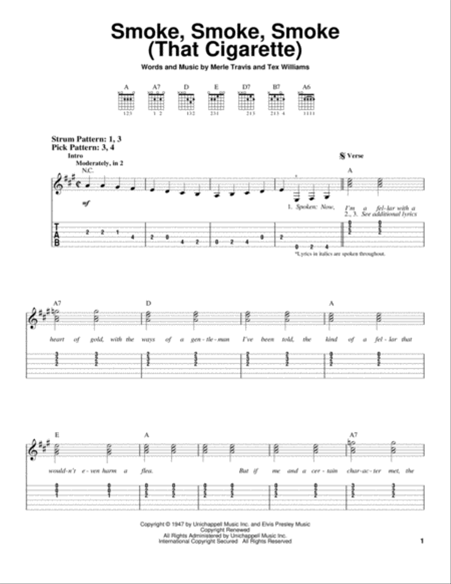 Smoke, Smoke (That Cigarette) Electric Guitar scores gallery preview page 1