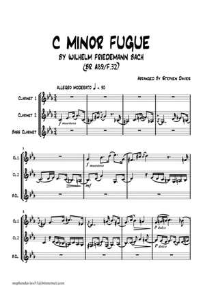 C Minor Fugue By Wilhelm Friedemann Bach for Clarinet Trio.