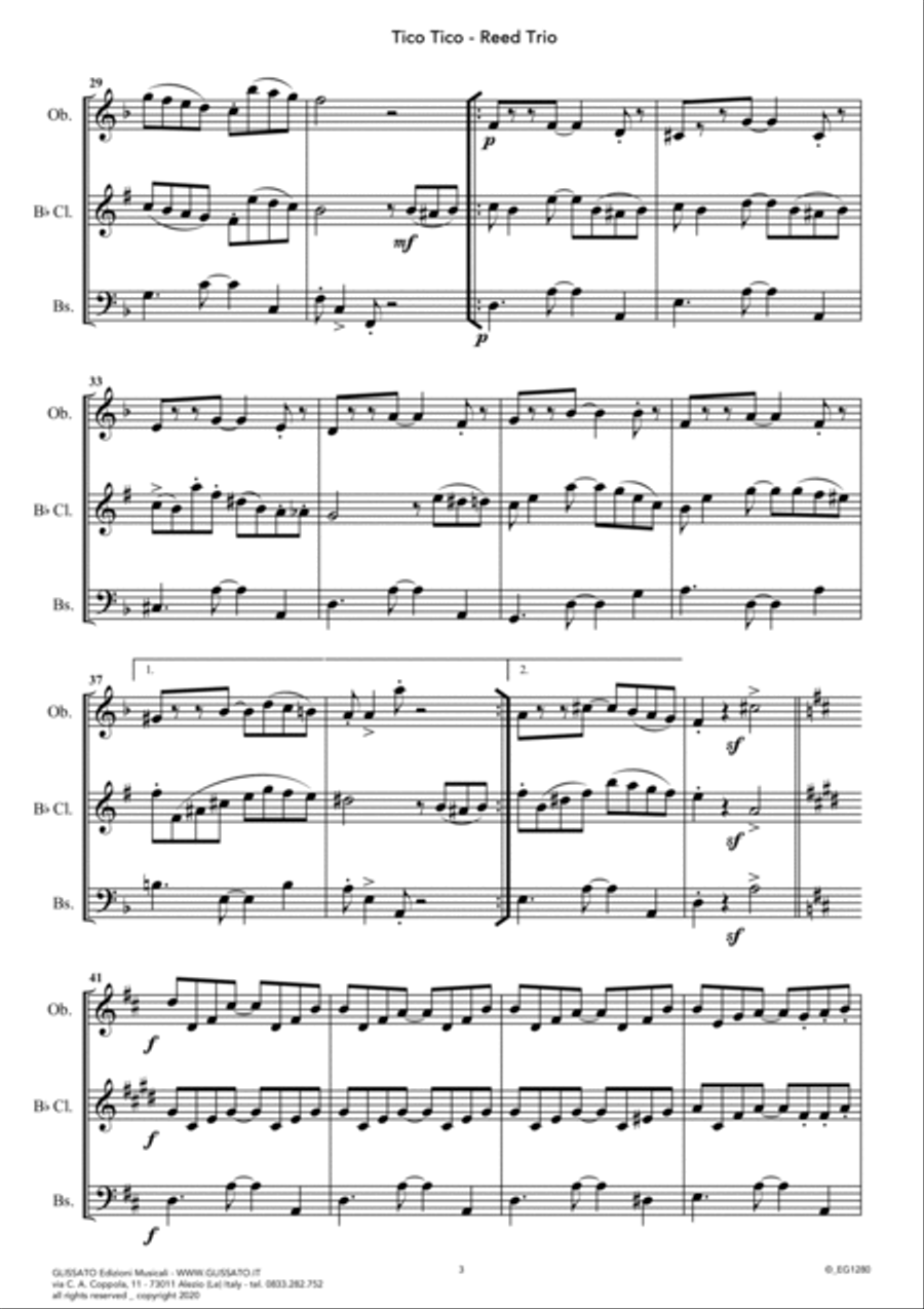 Tico Tico - flexible Reed Trio score & parts Woodwind Trio scores gallery preview page 4
