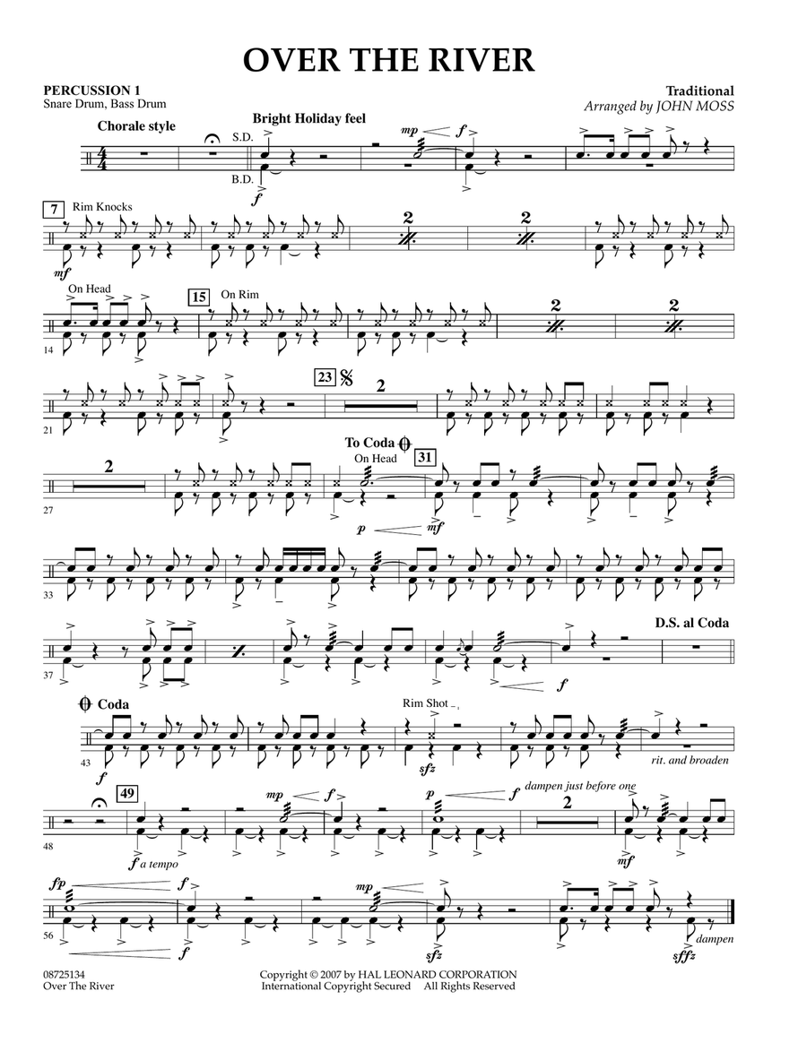 Over the River - Percussion 1 Concert Band scores gallery preview page 1