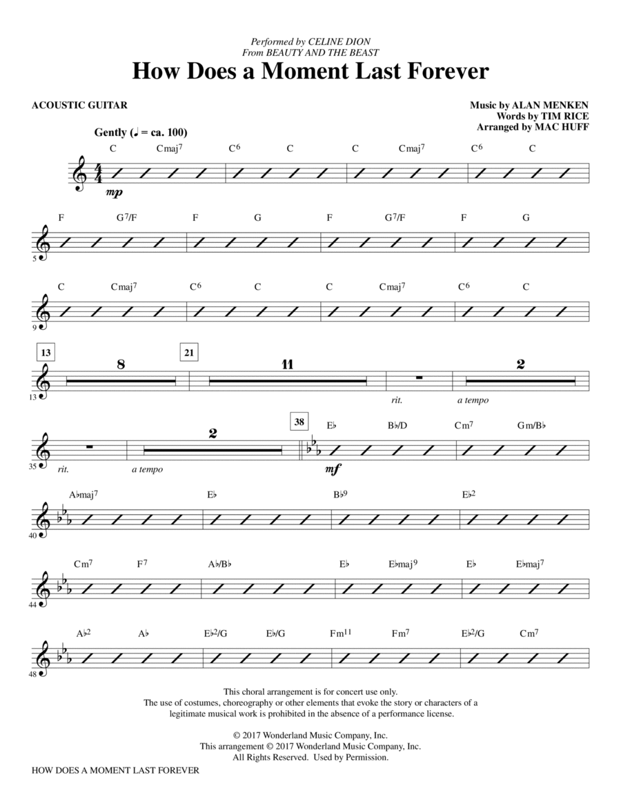 How Does a Moment Last Forever (from Beauty And The Beast) (arr. Mac Huff) - Guitar Choir scores gallery preview page 1