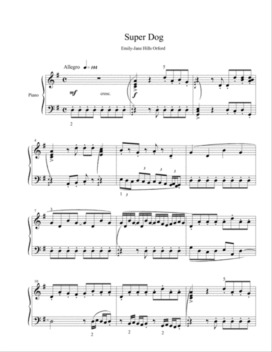 Super Dog Super Dog Piano Solo scores gallery preview page 1
