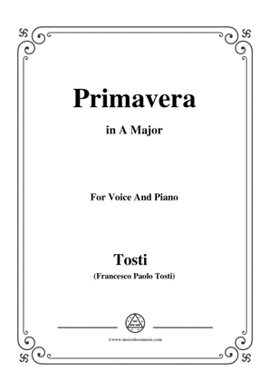 Book cover for Tosti-Primavera in A Major,for voice and piano
