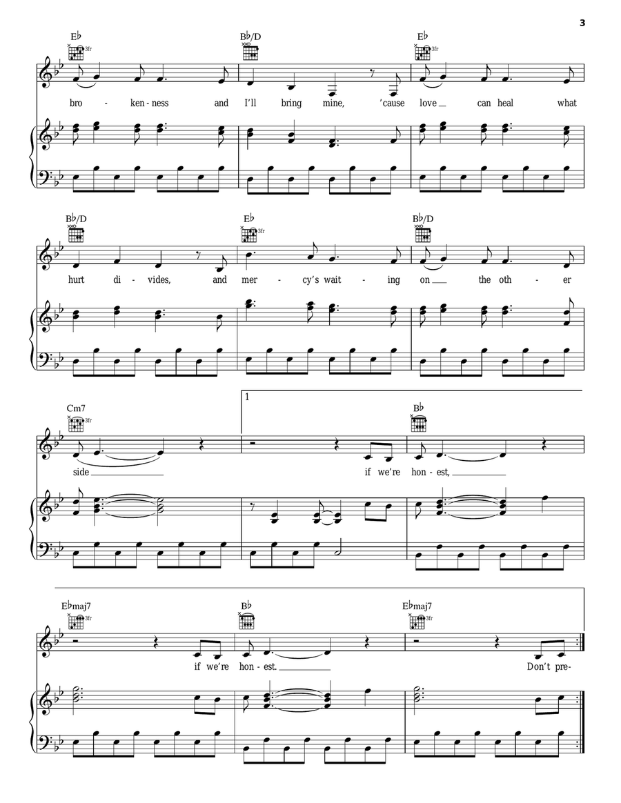 If We're Honest If We're Honest Piano, Vocal, Guitar scores gallery preview page 3