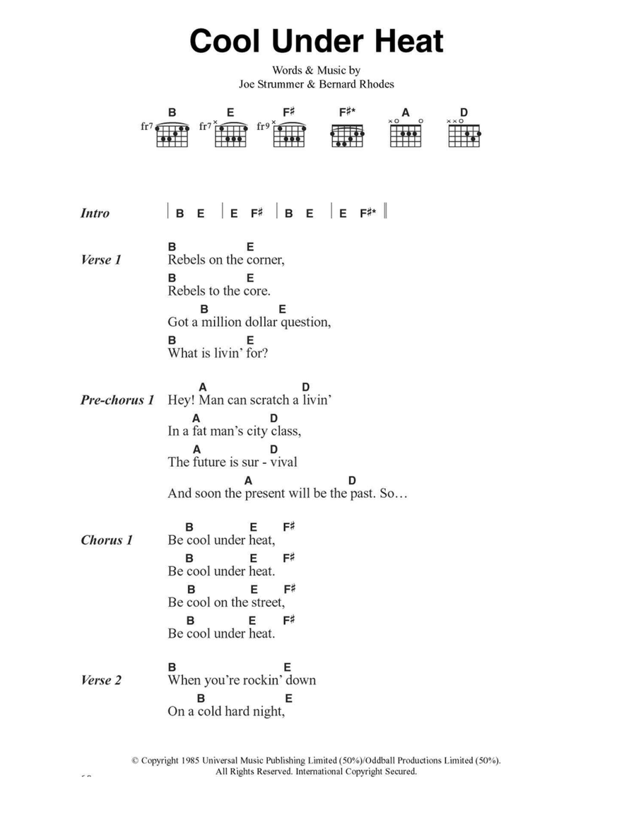 Cool Under Heat Easy Guitar scores gallery preview page 1