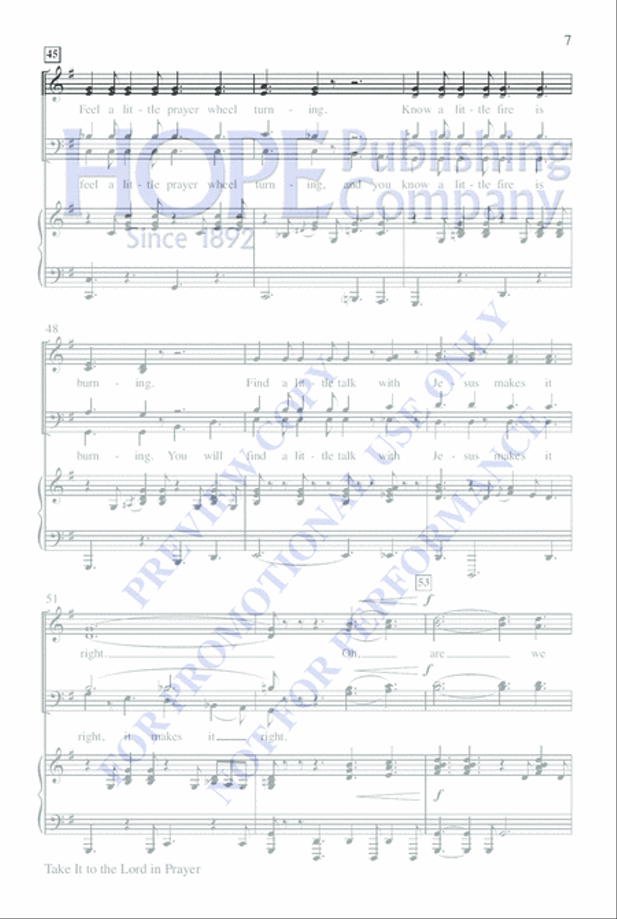 Take It to the Lord In Prayer 4-Part scores gallery preview page 7