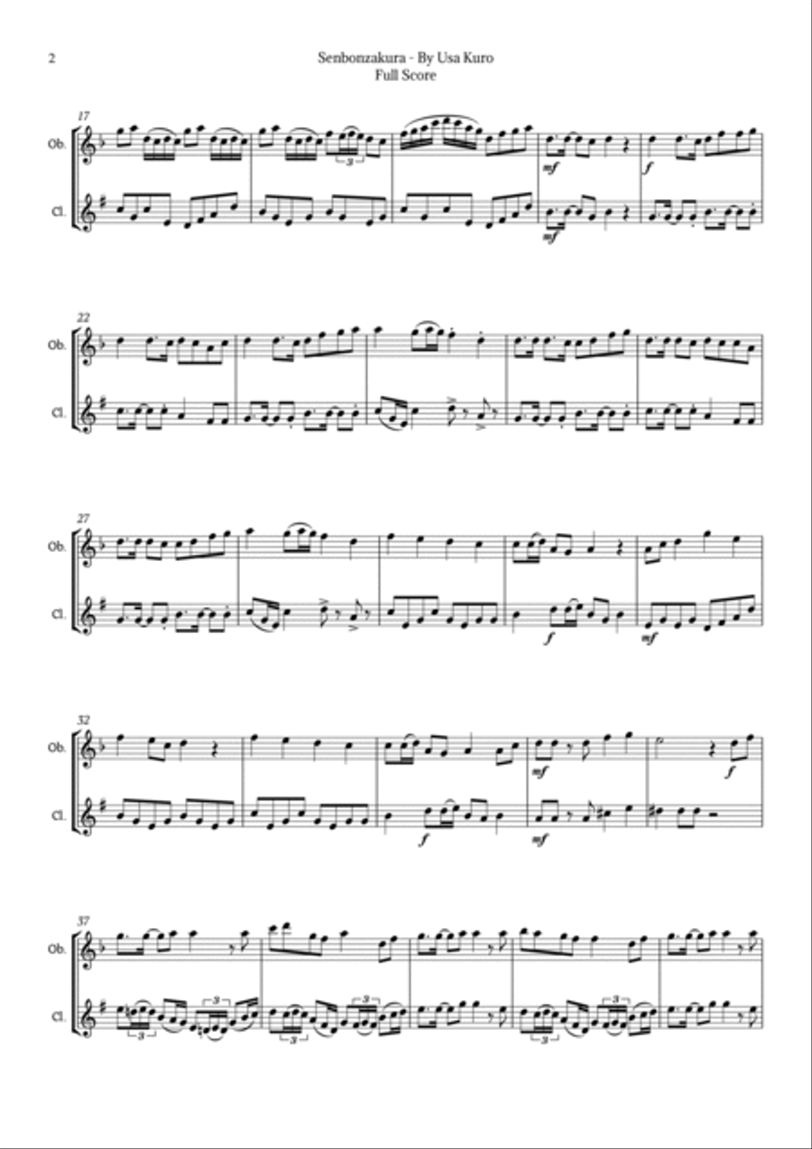 Senbonzakura Woodwind Duet scores gallery preview page 2