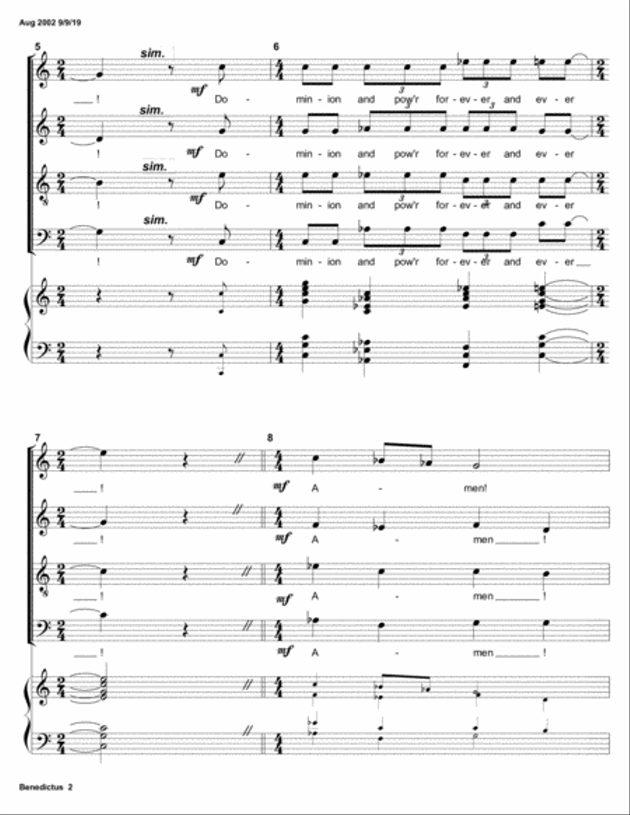 Benedictus (from All Saints Millennium Celebration Mass) 4-Part scores gallery preview page 2
