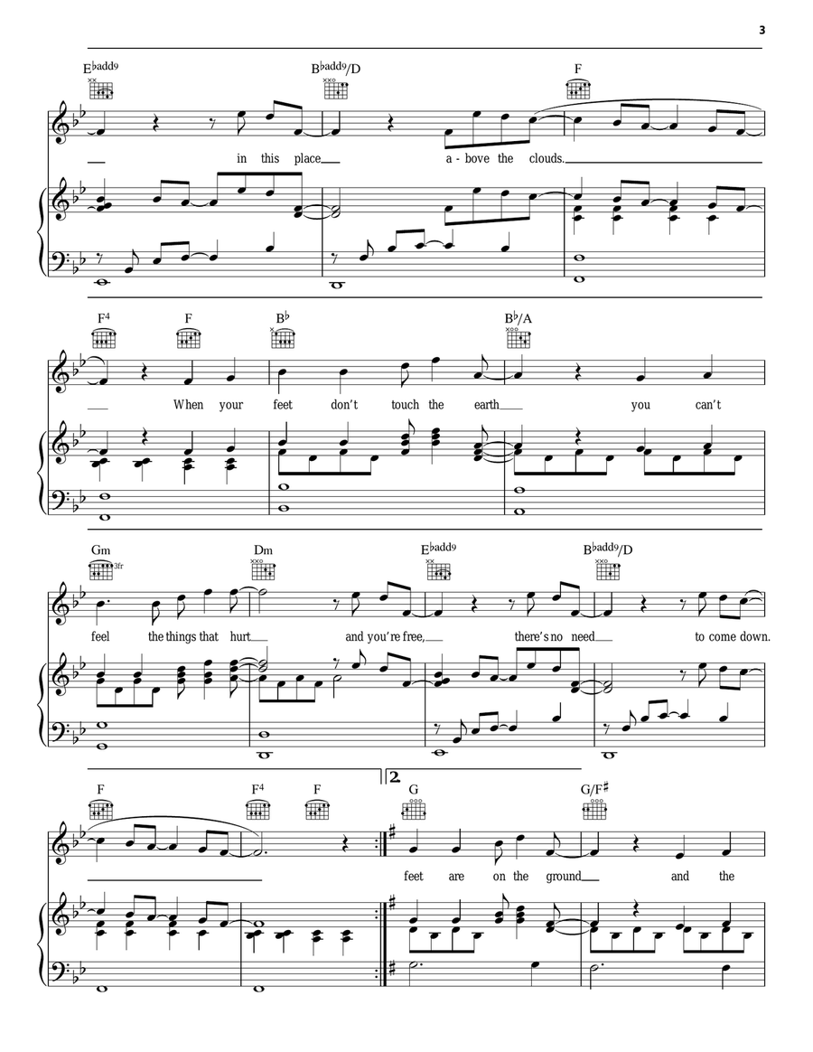 When Your Feet Don't Touch The Ground Piano, Vocal, Guitar scores gallery preview page 3