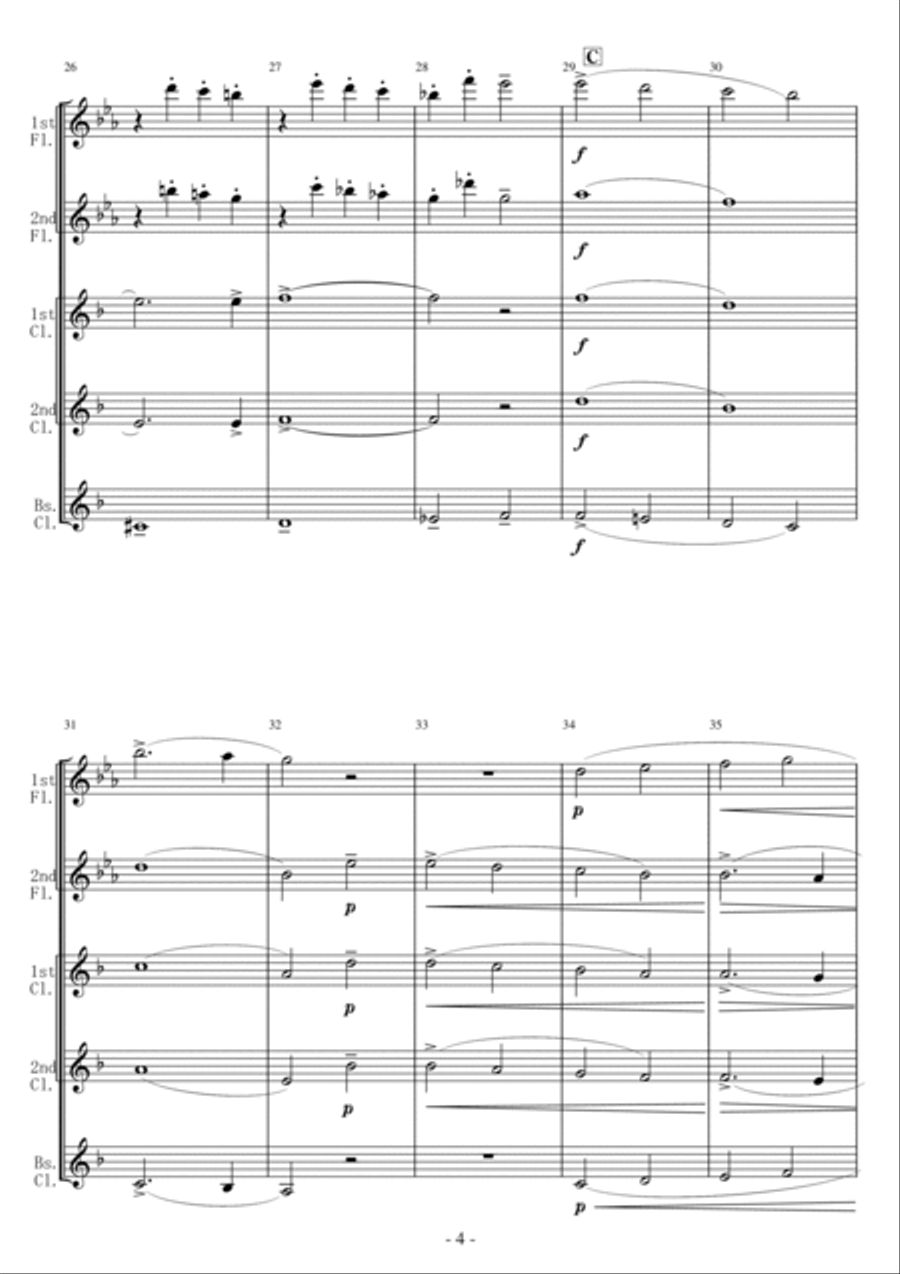 <Wood wind Quintet> Joy to the World ! (Hark the glad sound ! ) Woodwind Quintet scores gallery preview page 4