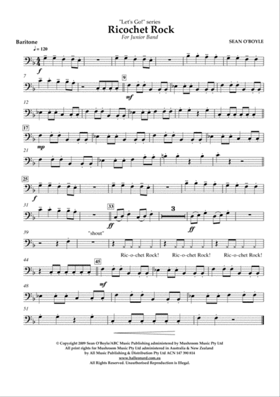 Ricochet Rock - Baritone Concert Band scores gallery preview page 1