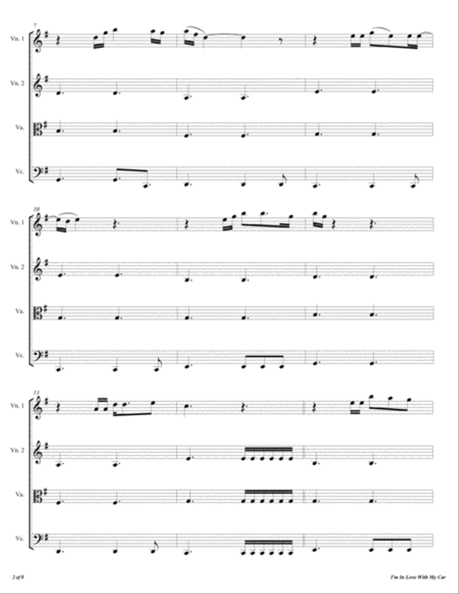 I'm In Love With My Car I'm In Love With My Car String Quartet scores gallery preview page 3