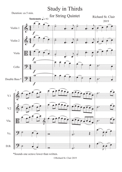 Study in Thirds for String Quintet (2019) - Score and Parts image number null