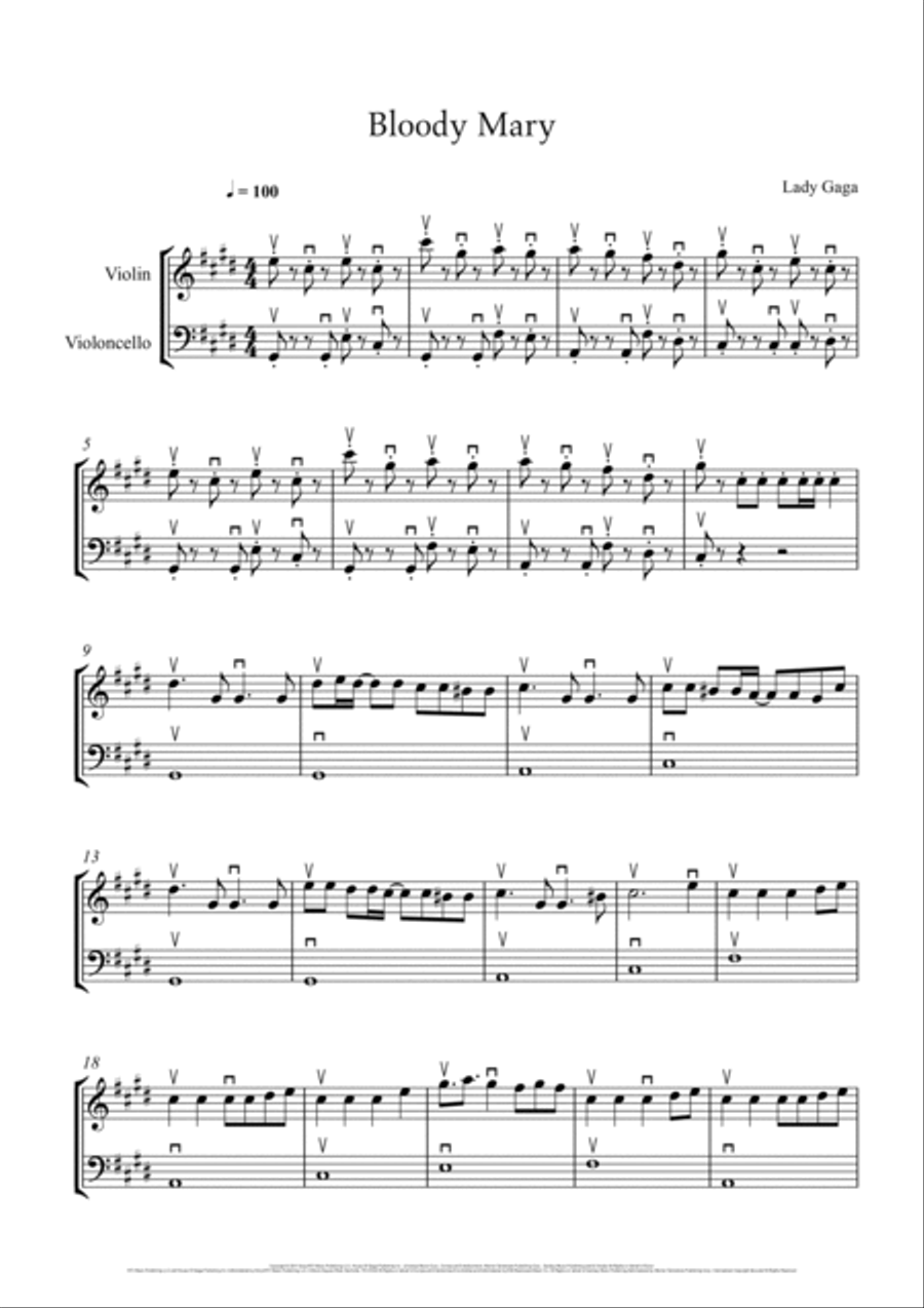 Bloody Mary Bloody Mary String Duet scores gallery preview page 2