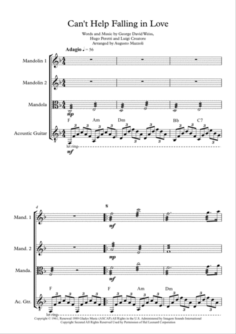 Can't Help Falling In Love Small Ensemble scores gallery preview page 1