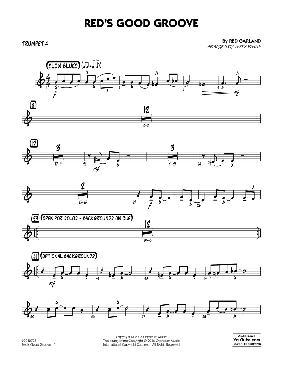 Red's Good Groove - Trumpet 4 Jazz Ensemble scores gallery preview page 1