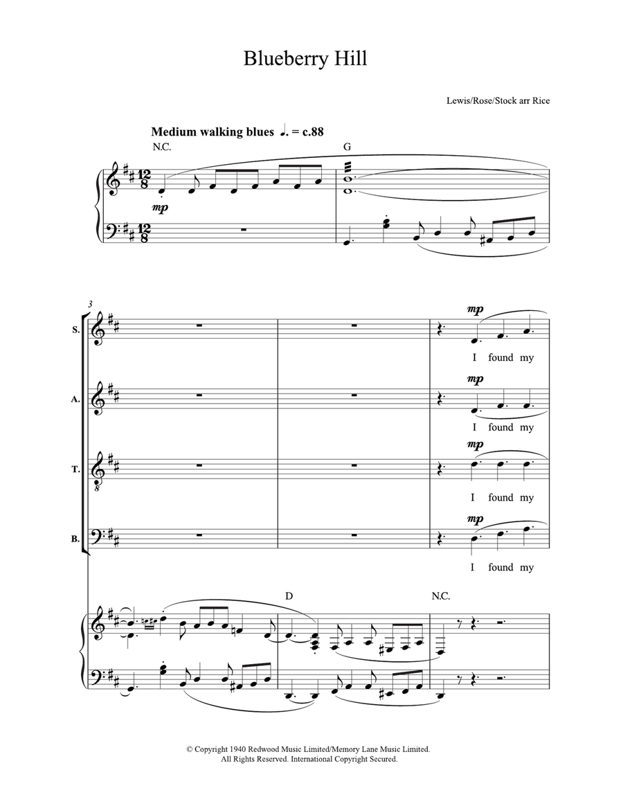 Blueberry Hill 4-Part scores gallery preview page 1