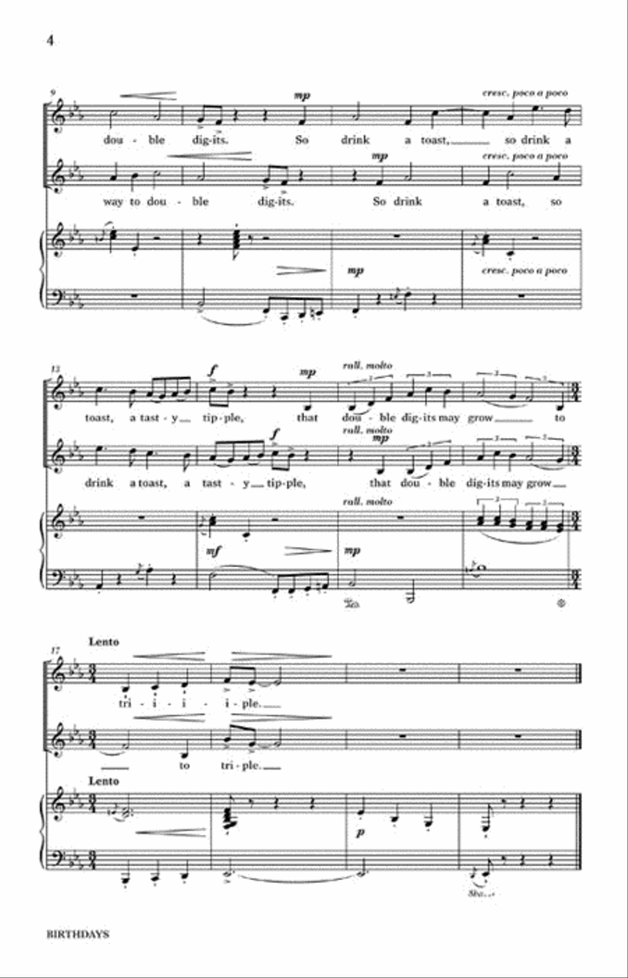 Birthdays / Round Numbers Op. 72 4-Part scores gallery preview page 3
