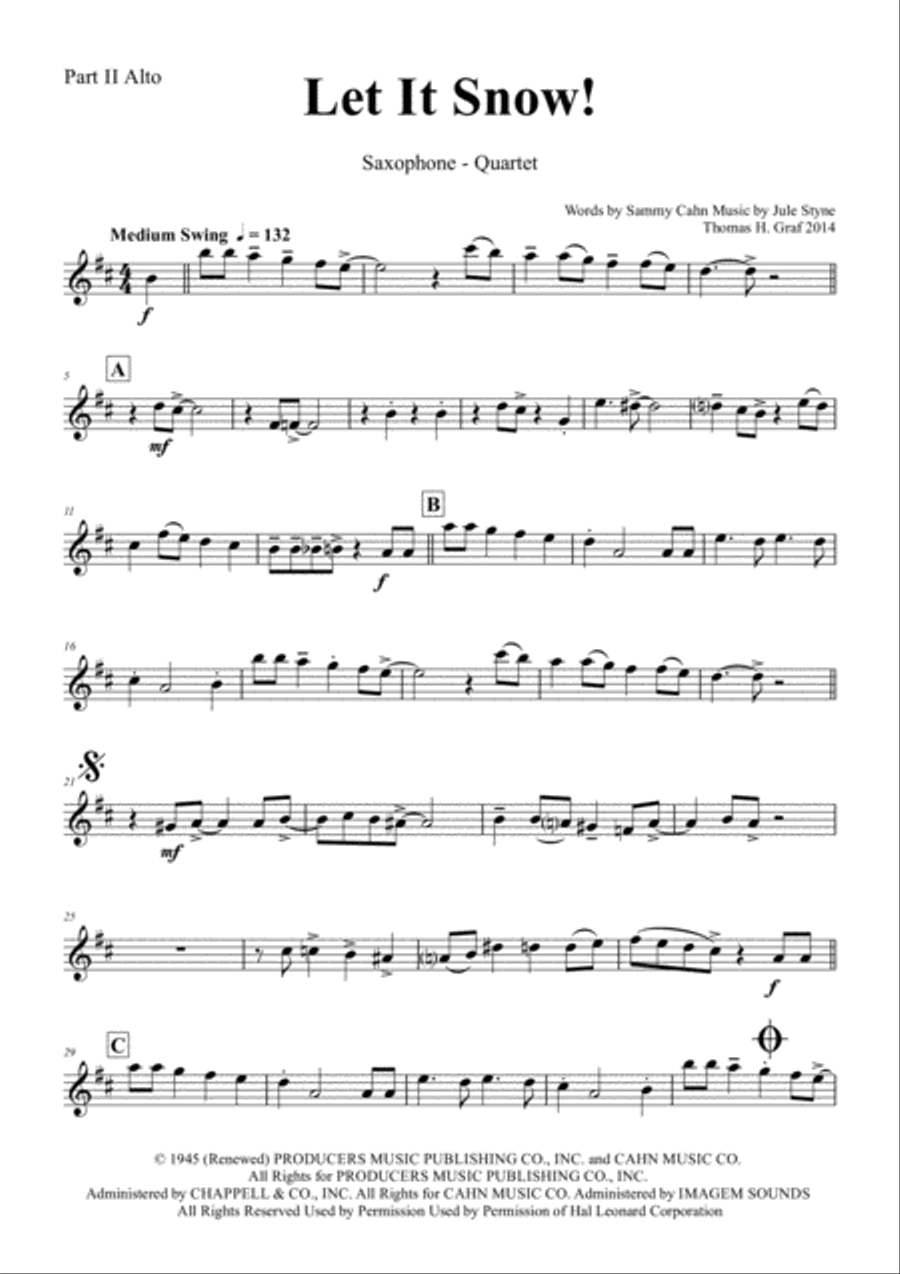Let It Snow! Let It Snow! Let It Snow! Saxophone Quartet scores gallery preview page 5
