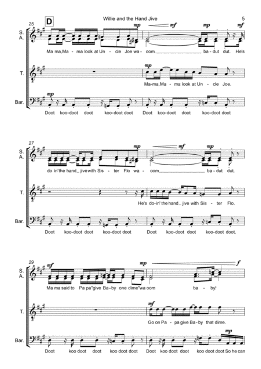 Willie And The Hand Jive 4-Part scores gallery preview page 6