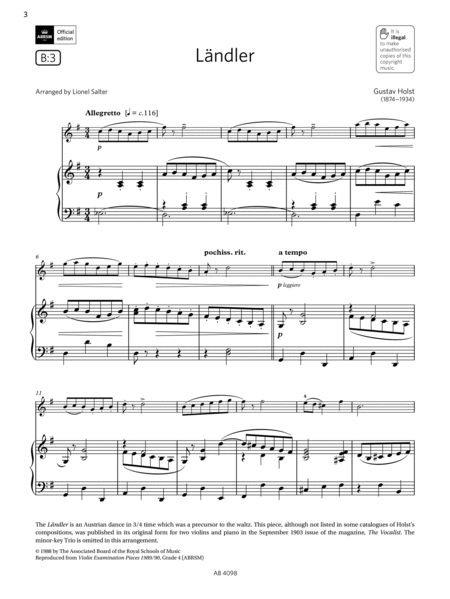 Ländler (Grade 4, B3, from the ABRSM Violin Syllabus from 2024)