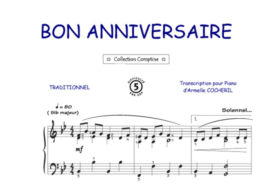 Joyeux anniversaire (Traditionnel / Comptine) Guitar Tablature scores gallery preview page 1