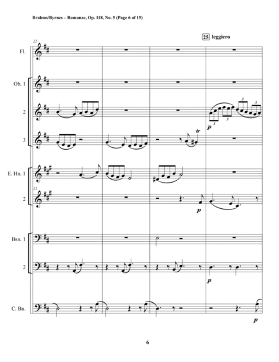 Johannes Brahms – Romanze, Op. 118, No. 5 (Double Reed Octet + Flute) Woodwind Ensemble scores gallery preview page 6