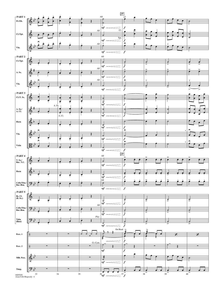 Asian Folk Rhapsody - Conductor Score (Full Score) Concert Band scores gallery preview page 6
