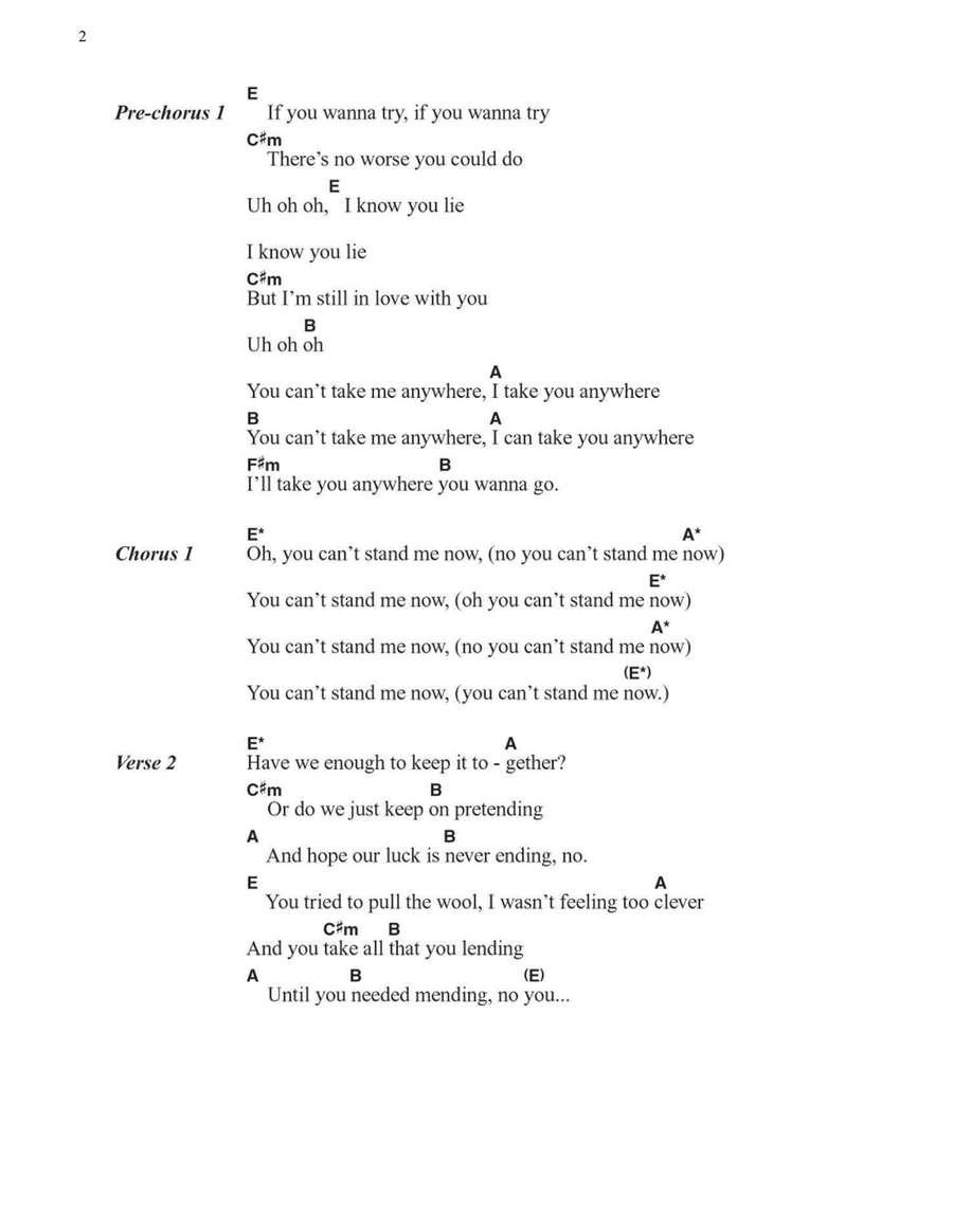 Can't Stand Me Now Easy Guitar scores gallery preview page 2