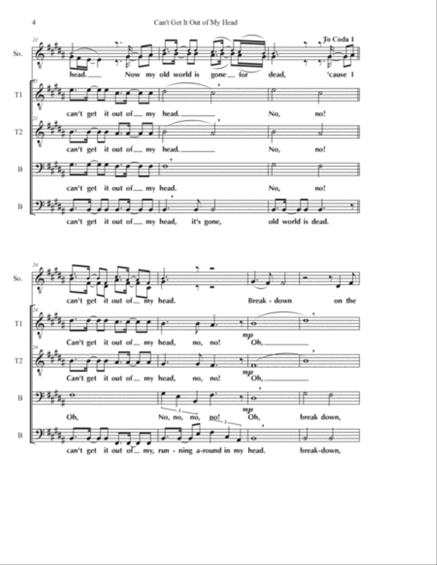 Can't Get It Out Of My Head TTBB scores gallery preview page 4