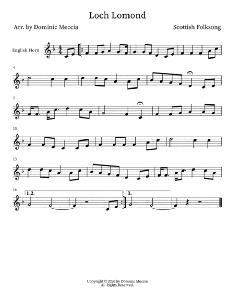 Loch Lomond English Horn scores gallery preview page 1