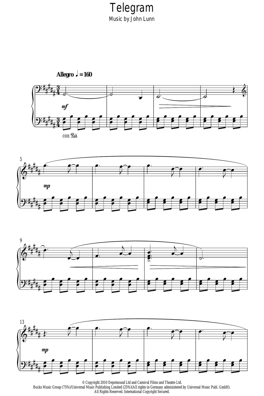 Telegram Telegram Piano Solo scores gallery preview page 1