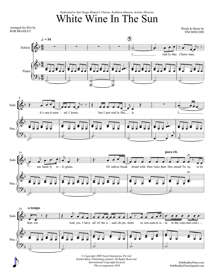 White Wine In The Sun White Wine In The Sun SSA scores gallery preview page 1