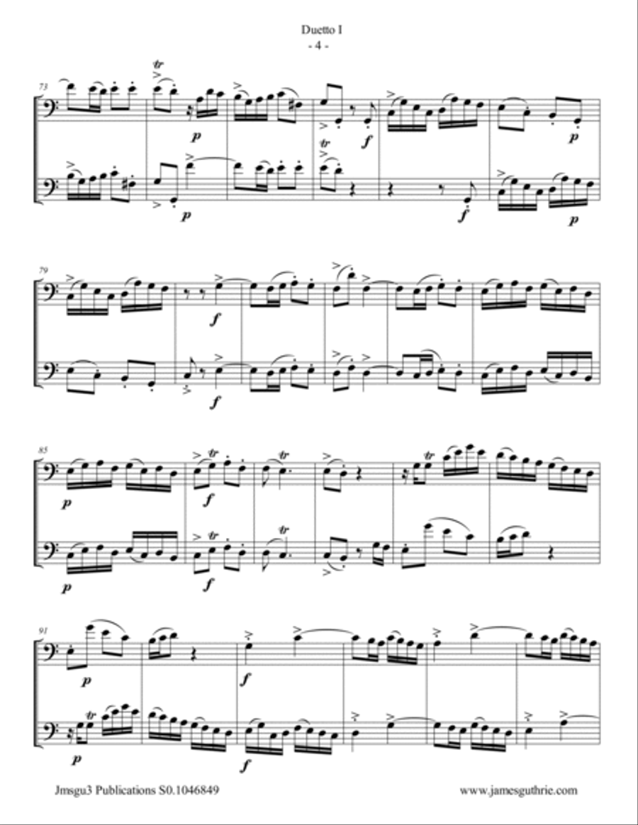 Quantz: Six Duos Op. 2 Complete for Double Bass Duo String Duet scores gallery preview page 4