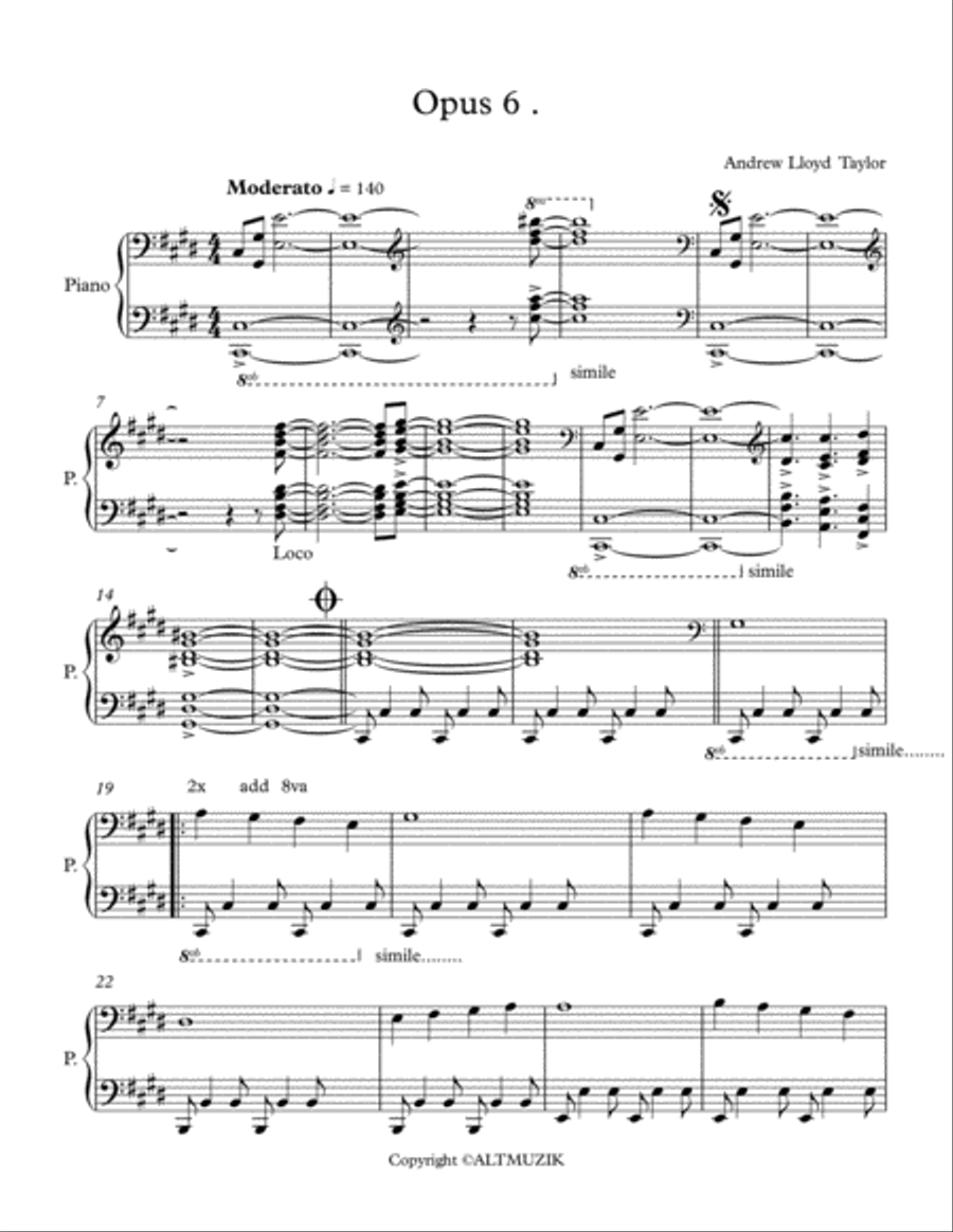 Opus 6. Piano Solo scores gallery preview page 1