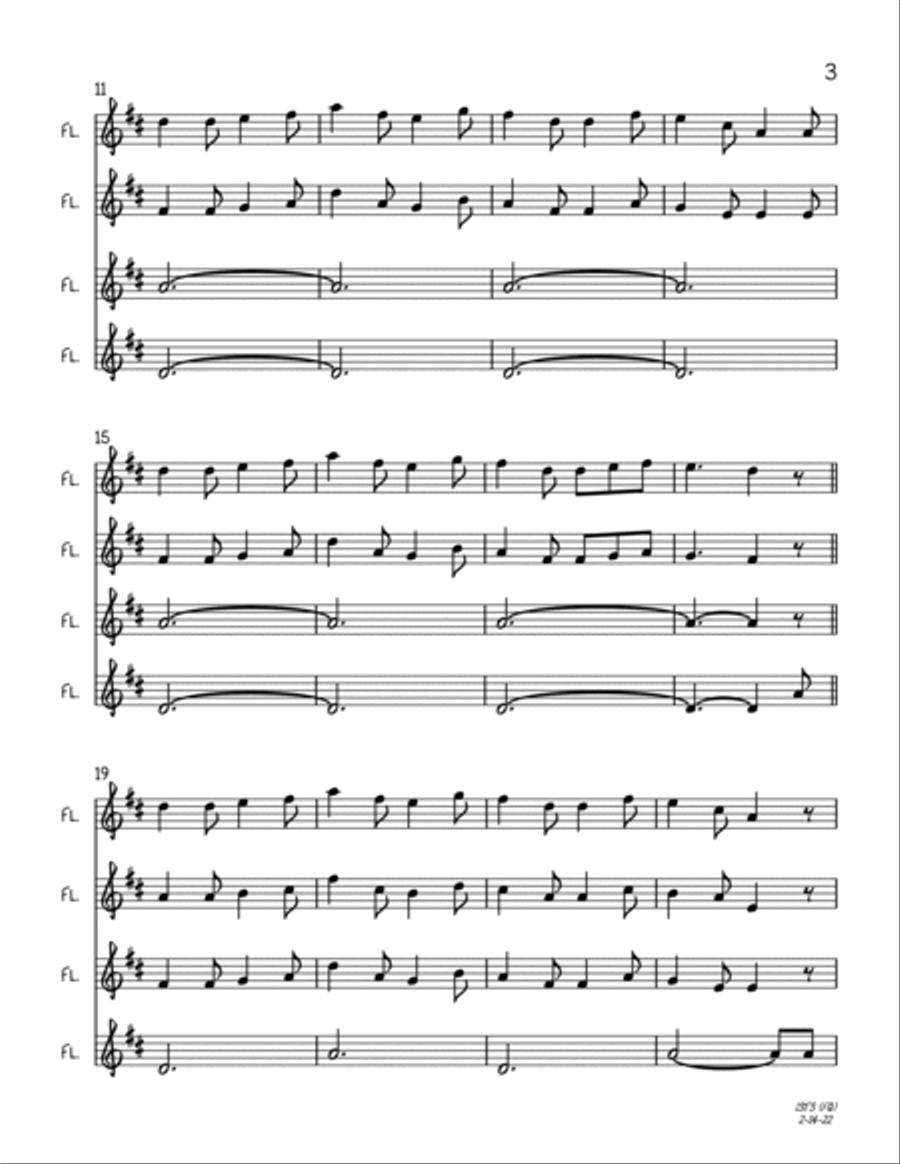 I Saw Three Ships (Flute Quartet) Flute Quartet scores gallery preview page 3