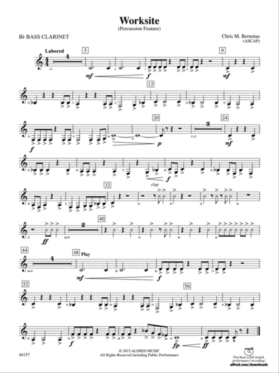 Worksite: B-flat Bass Clarinet Concert Band scores gallery preview page 1