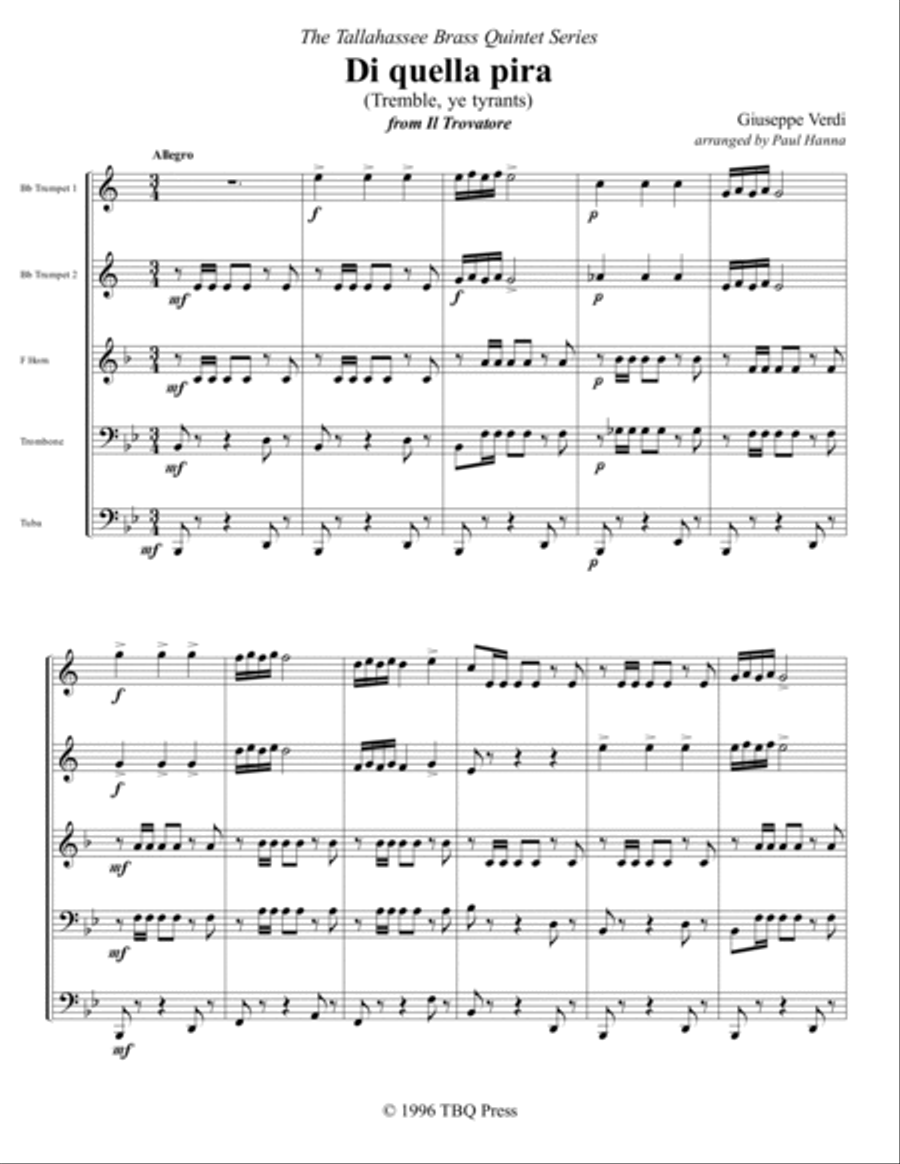 Di Quella Pira (Tremble, Ye Tyrants) Brass Ensemble scores gallery preview page 6