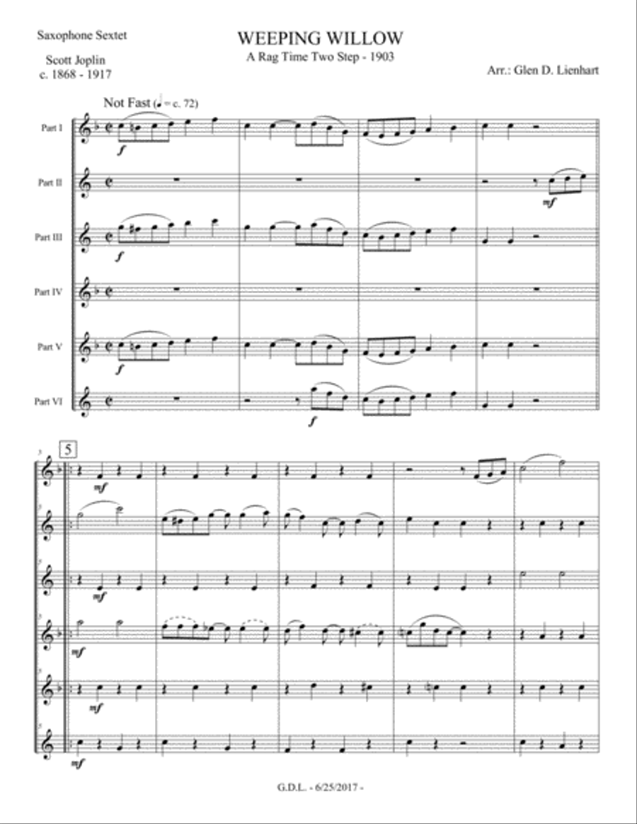 Weeping Willow (Saxophones) Woodwind Ensemble scores gallery preview page 2