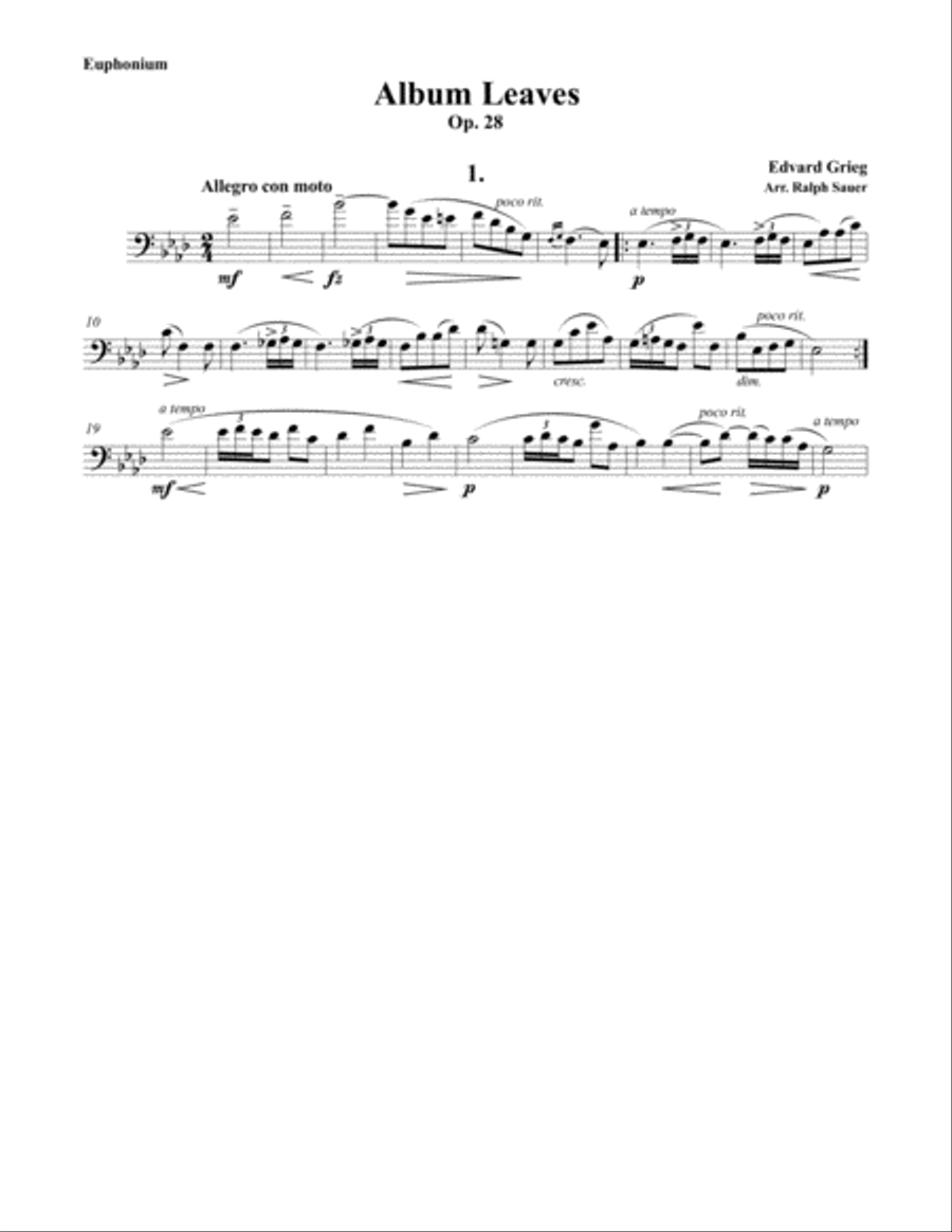 Album Leaves, Opus 28 for Euphonium and Piano Euphonium scores gallery preview page 2