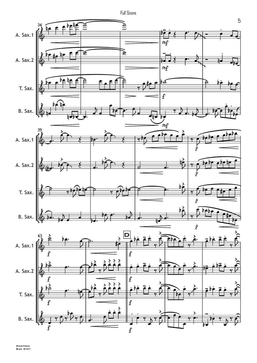 Manteca Saxophone Quartet scores gallery preview page 5